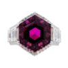 Image 2 : 17.41 ctw Natural Rubellite and Diamond Ring - 18KT White Gold