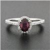 Image 2 : NEW Petite 14k White Gold 1.40 ctw Oval Red Ruby & Diamond Halo Engagement Ring