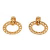 Image 2 : Chanel Gold Gilt Metal Large Round CC Earrings