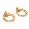 Image 5 : Chanel Gold Gilt Metal Large Round CC Earrings