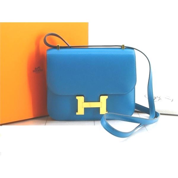 Hermes Bleu Zanzibar GHW Mini Constance Bag