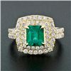 Image 3 : 18K Gold 2.72 ctw GIA Fine Emerald & Double Halo Diamond Statement Cocktail Ring