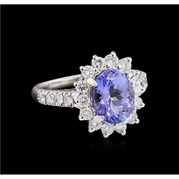 2.50 ctw Tanzanite and Diamond Ring - 14KT White Gold