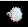 Image 1 : 8.18 ctw Opal and Diamond Ring - 14KT White Gold