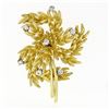 Image 1 : Vintage 18K Yellow Gold 0.65 ctw Diamond Detailed Textured Leaf Flower Brooch Pi