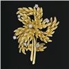 Image 2 : Vintage 18K Yellow Gold 0.65 ctw Diamond Detailed Textured Leaf Flower Brooch Pi