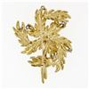 Image 3 : Vintage 18K Yellow Gold 0.65 ctw Diamond Detailed Textured Leaf Flower Brooch Pi