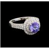 Image 1 : 18KT White Gold 1.37 ctw Tanzanite and Diamond Ring