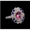 Image 1 : 14KT White Gold 2.24 ctw Tourmaline, Sapphire and Diamond Ring