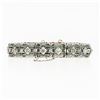 Image 2 : Antique Art Deco 14k White Gold 3.60 ctw Diamond & Emerald Filigree Line Bracele