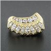 Image 2 : Vintage 18K Yellow Gold 1.40 ctw Graduated Marquise & Round Cut Diamond Band Rin