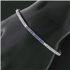 Image 7 : 18K Blackened White Gold 7" 1.44 ctw Round Sapphire & Diamond Line Tennis Bracel
