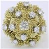 Image 1 : QUALITY Vintage 18K Gold 1.30 ctw Diamond Tiered Textured Cluster Cocktail Ring