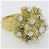 Image 3 : QUALITY Vintage 18K Gold 1.30 ctw Diamond Tiered Textured Cluster Cocktail Ring