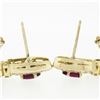 Image 7 : 18k Yellow Gold 5.76 ctw Oval Vivid Red Ruby & Round Pave Diamond Drop Earrings