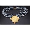 Image 1 : 18K Yellow Gold Pendant on Multi-strand Pearl Bead Choker