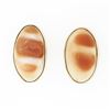 Image 1 : Vintage 14k Yellow Gold Bezel Set Carved Wavy Oval Shell Petite Stud Earrings