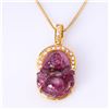 Image 2 : 18K Yellow Gold Tourmaline & Diamond Pendant