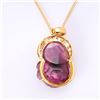 Image 4 : 18K Yellow Gold Tourmaline & Diamond Pendant