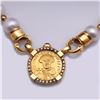 Image 2 : 18K Yellow Gold & Pearl Choker with Gold Byzantine Solidus