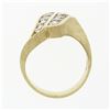 Image 8 : Vintage Unisex 18k Gold VVS E 1.36 ctw Ideal Cut Diamond Dual Row Brushed Ring