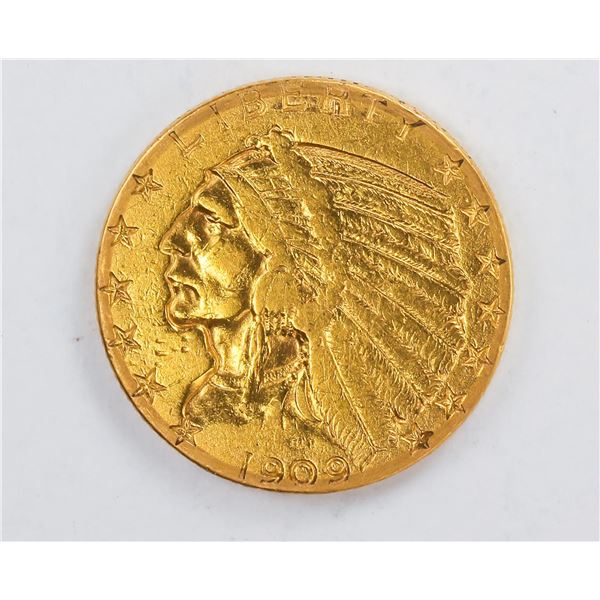 1909-S $5 Indian Head Half Eagle Gold Coin C