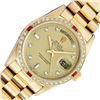 Image 1 : Rolex Mens 18K Yellow Gold Day Date President Champagne Diamond & Ruby Watch