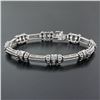 Image 1 : Fancy 14K White Gold 0.72 ctw Diamond Section & Triple Twisted Wire Link Bracele