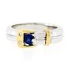 Image 4 : Estate 18k Two Tone Gold 0.38 ctw FINE Sapphire & Diamond Buckle Band Ring Sz 6.
