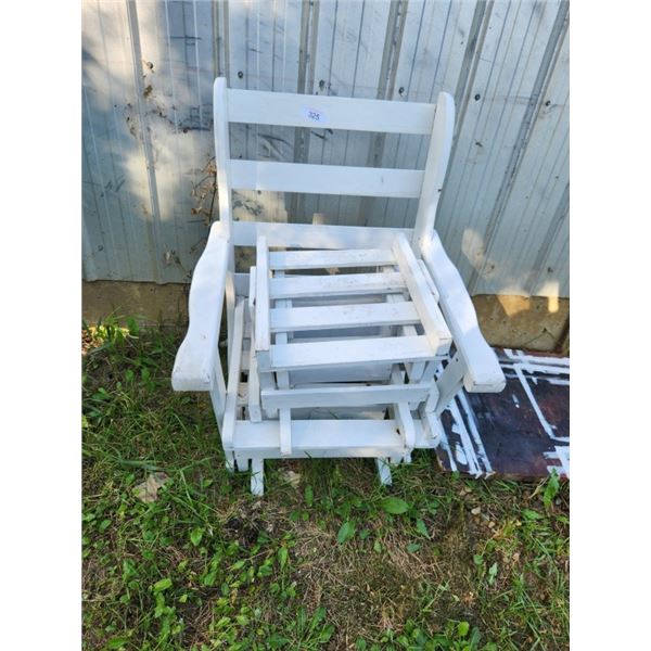 wooden outside chair with foot stool