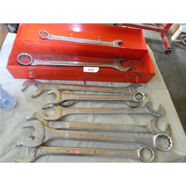 metal tool box w/ wrenches