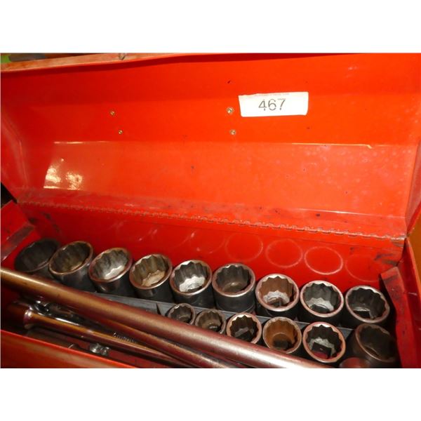metal tool box w/ sockets