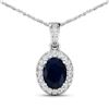 Image 1 : 14KT White Gold 1.30ct Blue Sapphire and Diamond Pendant with Chain