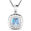 Image 3 : 14KT White Gold 1.70ct Aquamarine and Diamond Pendant with Chain
