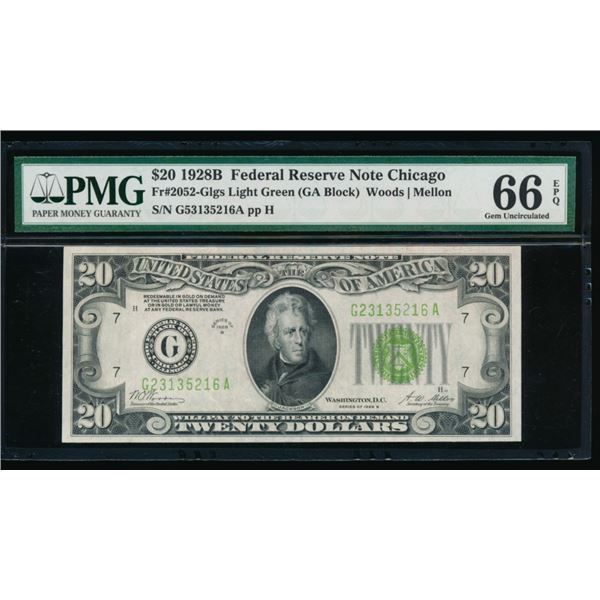 1928B $20 Chicago FRN PMG 66EPQ