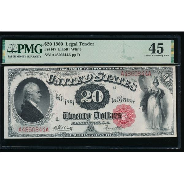 1880 $20 Legal Tender Note PMG 45