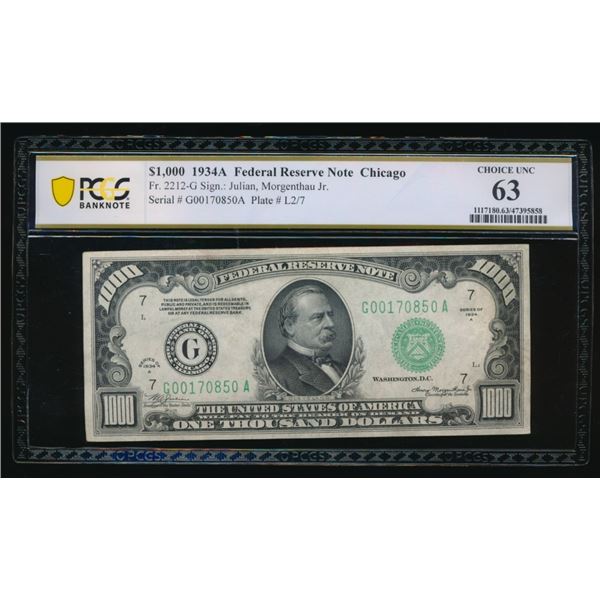 1934A $1000 Chicago FRN PCGS 63