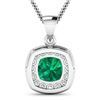 Image 3 : 14KT White Gold 2.00ct Zambian Emerald and Diamond Pendant with Chain
