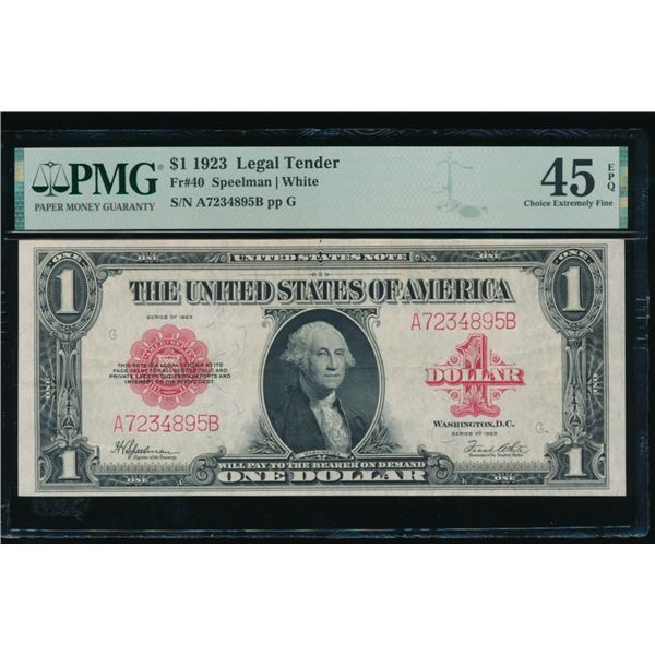 1923 $1 Legal Tender Note PMG 45EPQ