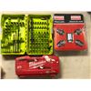 Image 2 : Group of assorted screwdriver sets, wheel locks & tool accessories - includes Dewalt set / Milwaukee