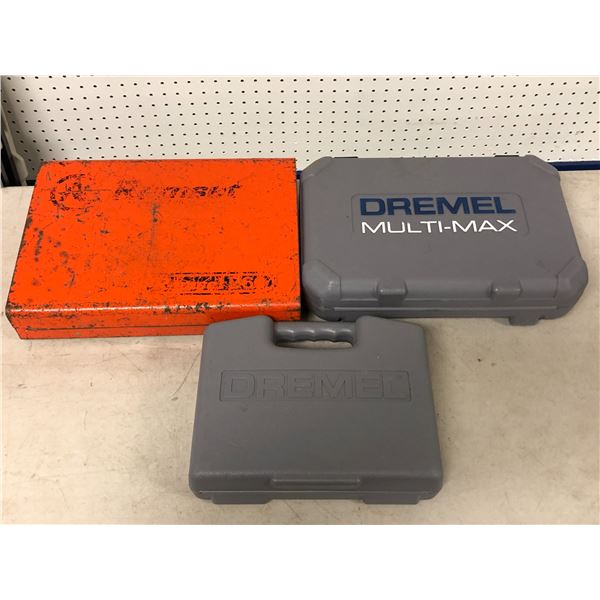 Group of 3 assorted empty tool cases - includes 2 Dremel cases w/ battery charger etc