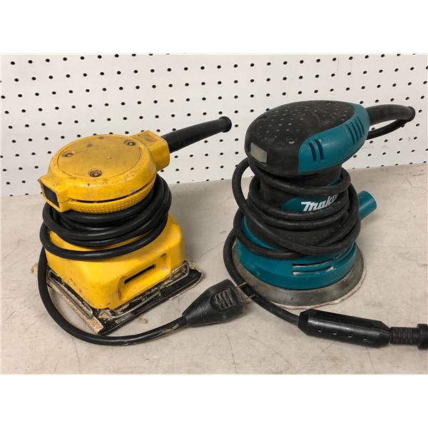 Group of 2 assorted sanders - includes Dewalt palm grip sander - model DW411 & Makita BO5030 Random 