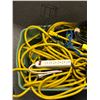 Image 2 : Bin full of heavy duty power bars, surge protectors & extension cords w/ work light covers