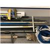 Image 3 : Group of assorted misc items - includes steel bar clamp / 48" Johnson drywall T square / air hoses /