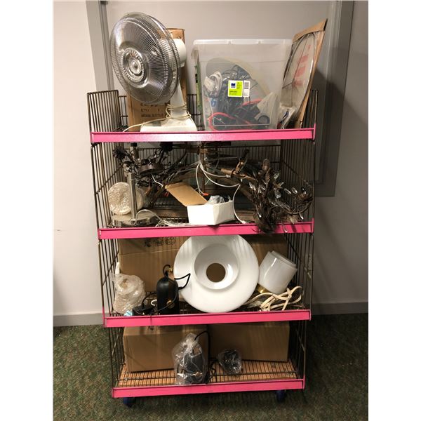 Entire shelf full of assorted wall-mounted lighting fixtures & misc