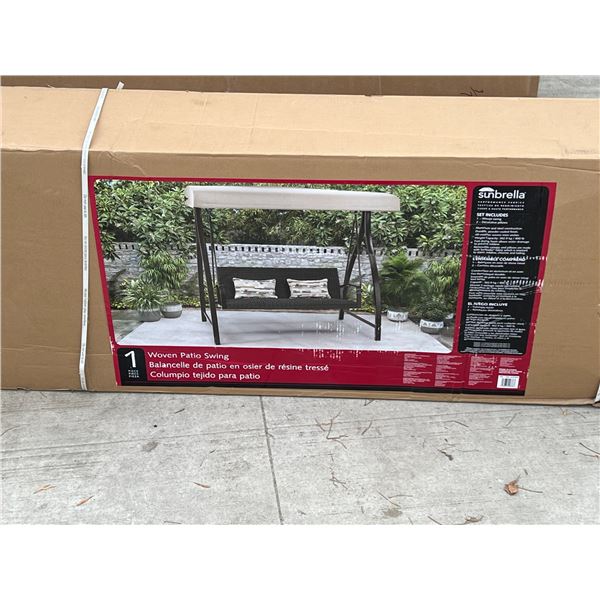 Sunbrella Woven Patio Swing Looks new in box, see photos for sizing