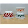 Image 1 : 3 Vintage Federal Glass Polka Dot Mixing Bowls - good used condition 6, 7, & 8"
