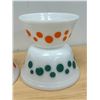 Image 3 : 3 Vintage Federal Glass Polka Dot Mixing Bowls - good used condition 6, 7, & 8"