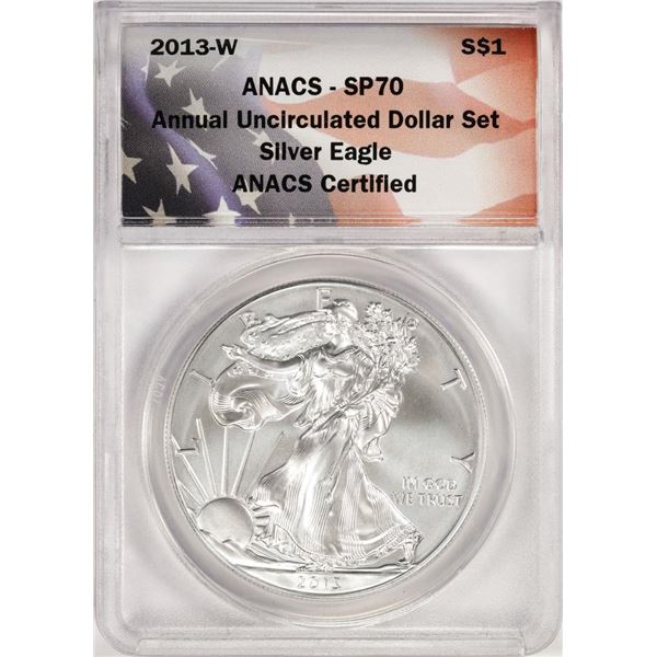 2013-W Burnished $1 American Silver Eagle Coin ANACS SP70