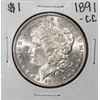 Image 1 : 1891-CC $1 Morgan Silver Dollar Coin